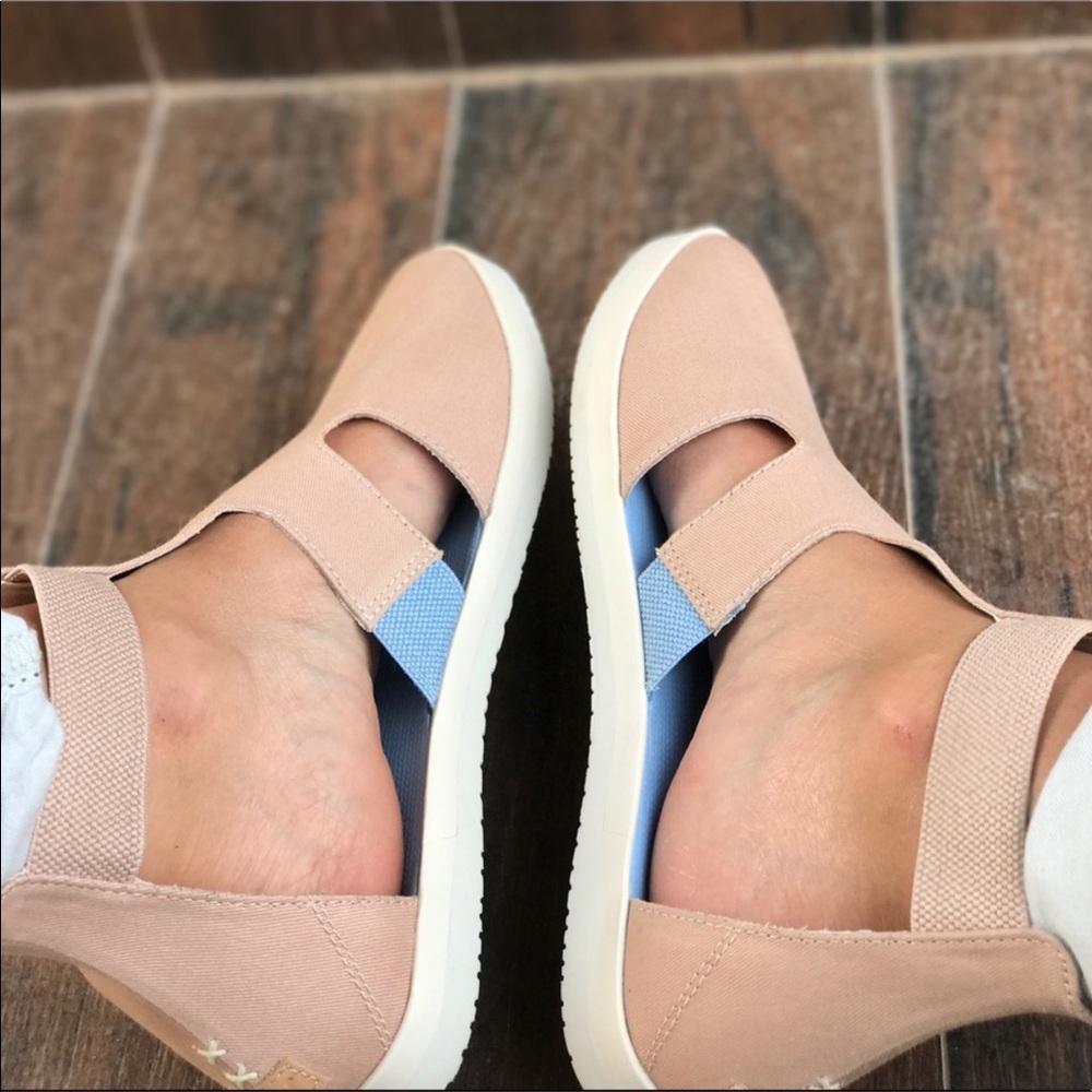 Blush Pink Cotton Open Sides Closed Back Sneakers - Picture 2 of 6